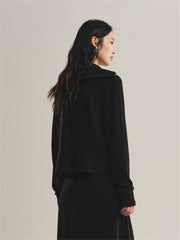 Women's Wide-Lapel Long-Sleeve Knit Cardigan