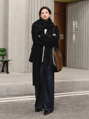Women's Short Cashmere Coat with Scarf