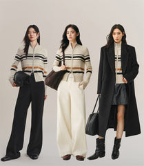 Women's Mock-Neck Colorblock Striped Knit Cardigan