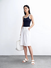 Women's casual white wide-leg short