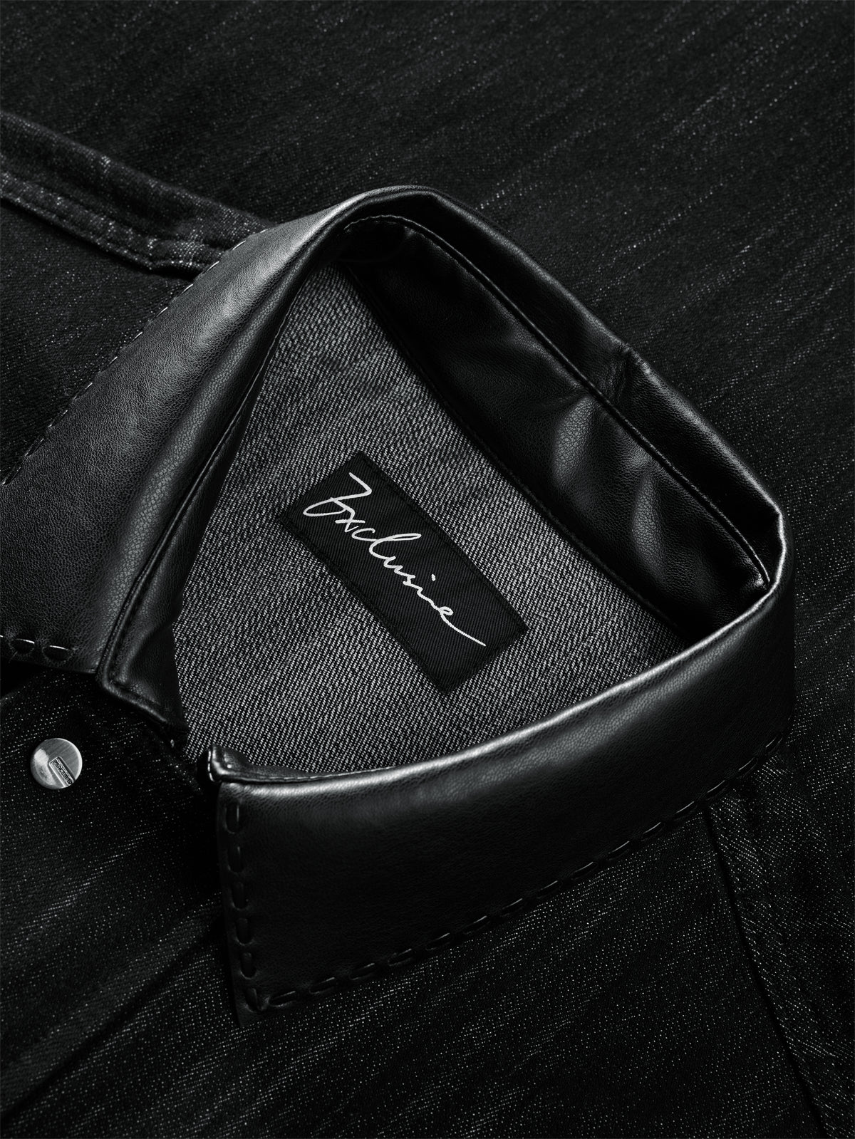 Men's Barn-Inspired Denim Jacket with PU Collar