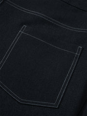 Men's Vintage Contrast-Stitched Wide-Leg Faux Denim Pants