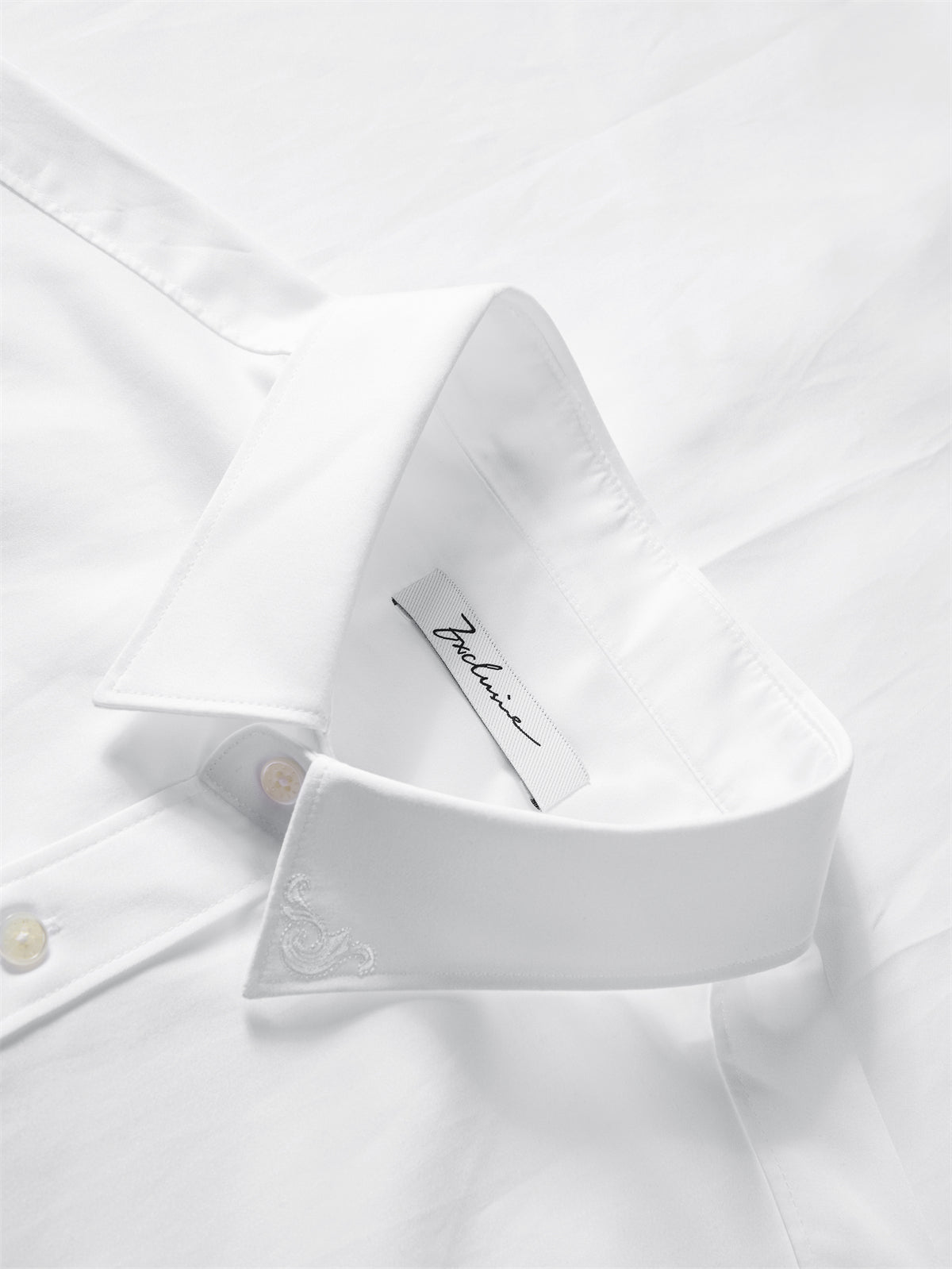 Men's Slim-Fit White Long-Sleeve Shirt