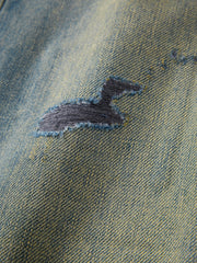Men's Contrast Distressed Wide-Leg Jeans
