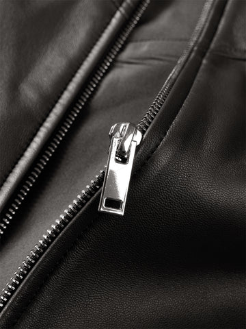 Men's Brown Stand-Collar Leather Jacket
