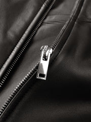 Men's Brown Stand-Collar Leather Jacket