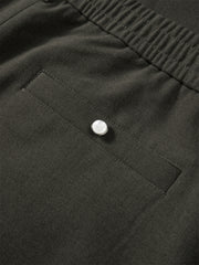 Men's Pleated Wide-Leg Fleece-Lined Suit Pants