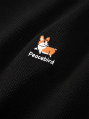 Men's Loose Solid Polo Shirt with Chest Embroidery