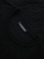 Men's Black Jacquard Textured Knit Sweater
