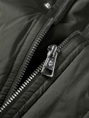 Men's Brown Down Jacket with Corduroy Collar