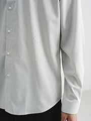 Men's Gray Embroidered Long-Sleeve Shirt