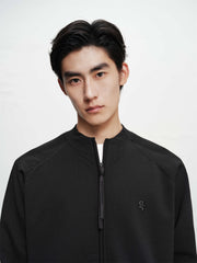 Men's Raglan-Sleeve Jacquard Zip-Up Knit Cardigan