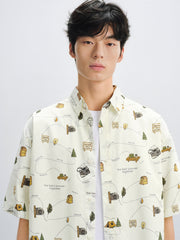 Men's Cotton Short-Sleeve Shirt with Allover Print