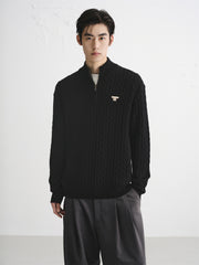 Men's Wool-Blend Cable Knit Textured Sweater