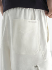 Men's Beige Utility Embroidered Cargo Shorts