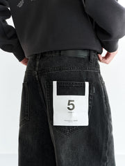 Men's Washed Distressed Straight Jeans