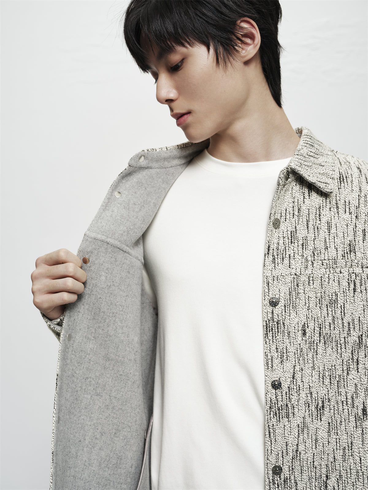 Men's Fleece-Lined Textured Tweed Shirt