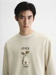 Men's Heavyweight Dog Embroidery Sweatshirt