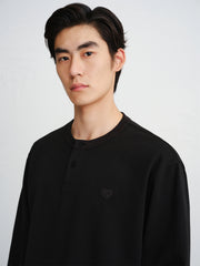 Men's Solid Henley Long-Sleeve T-Shirt