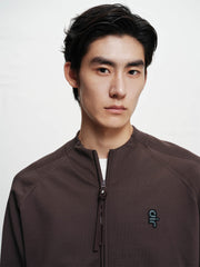 Men's Raglan-Sleeve Jacquard Zip-Up Knit Cardigan