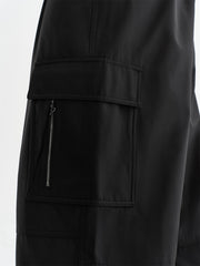 Men's Wide-Leg Cargo Pants with Drawstring Cuffs