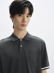Men's Short-Sleeve Embossed Knit Polo Shirt
