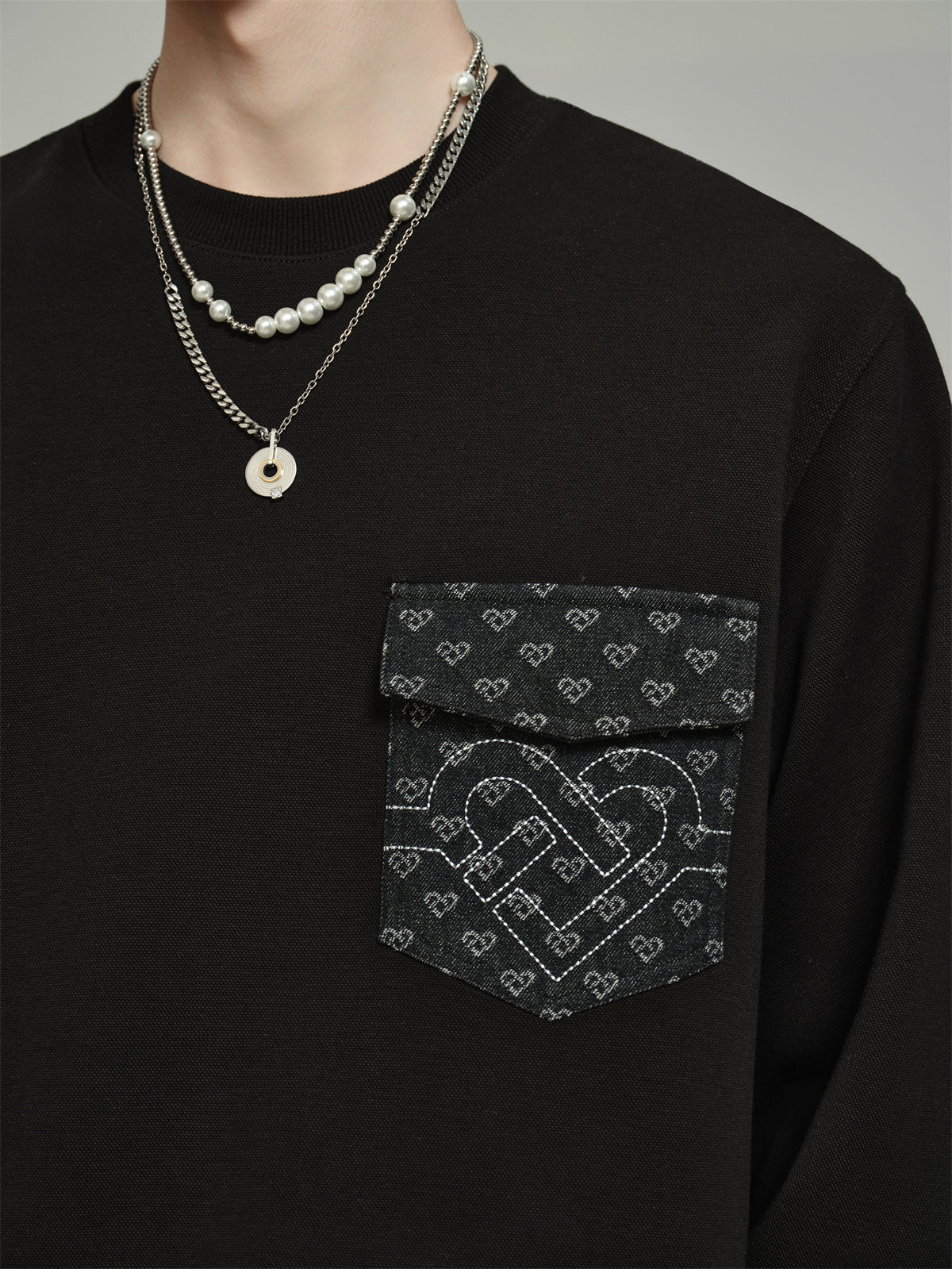 Men's Round Neck Spliced Sweatshirt