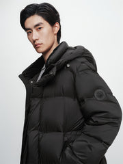 Men's Long Thermal Hooded Goose Down Coat