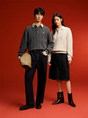 Men's Cable-Knit Henley Sweater