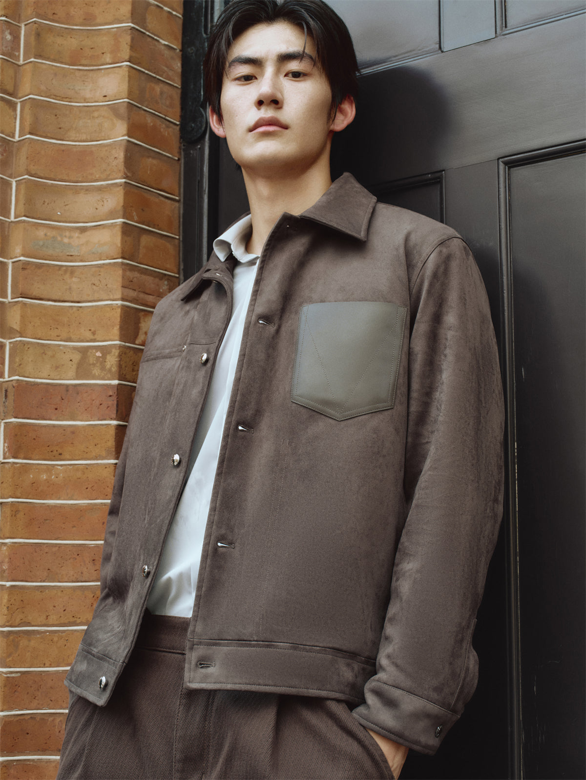 Men's Quilted Faux Suede Jacket