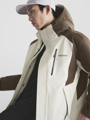 Men's Water-Repellent Colorblock Hooded Down Jacket