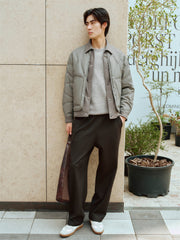 Men's Layered-Look Corduroy-Panel Down Jacket