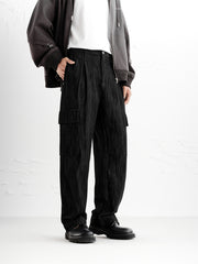 Men's Textured Straight-Leg Cargo Jeans