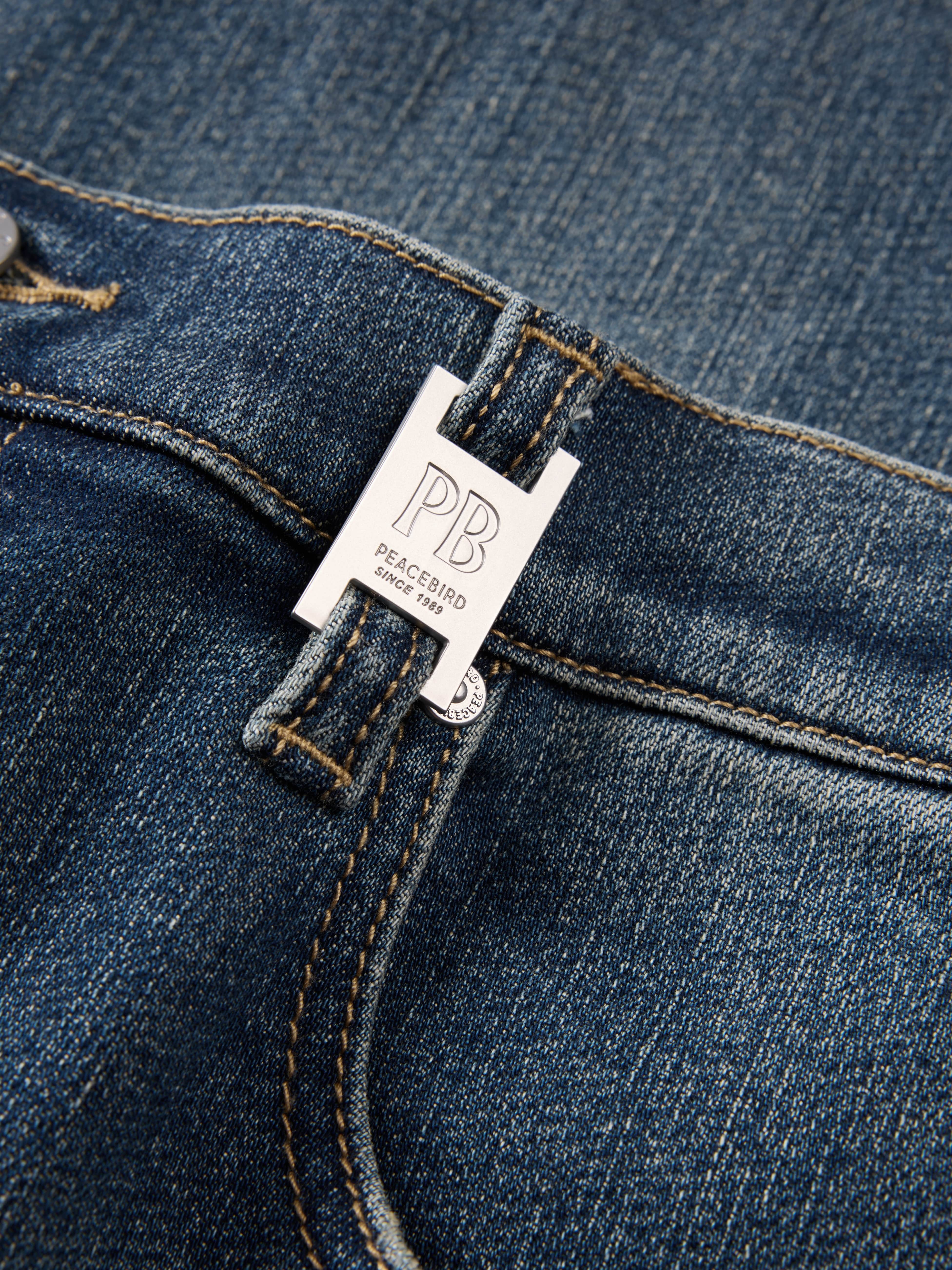 Men's Elastic-Waist Straight Jeans