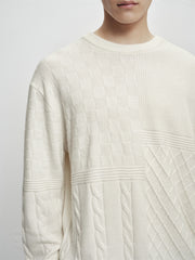 Men's 3D Cable-Knit Panel Sweater