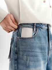 Men's Washed Distressed Wide-Leg Jeans