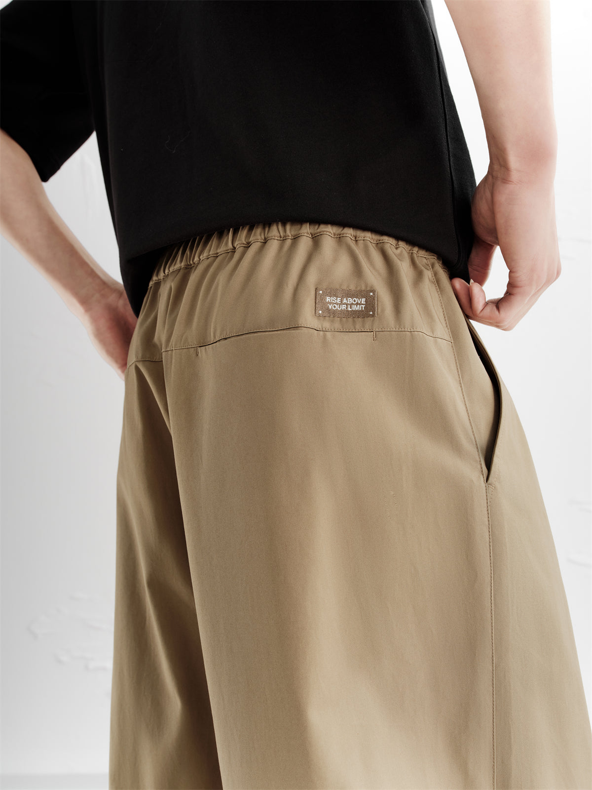Men's Khaki Modal Wide-Leg Pants