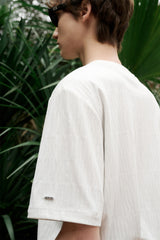 Men's Jacquard Textured T-Shirt with Metal Detail