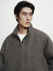 Men's Stand-Collar Wool-Blend Tailored Jacket