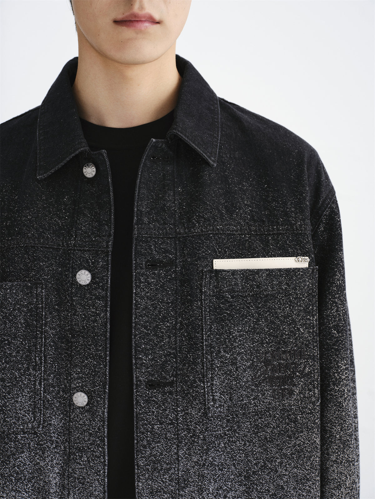 Men's Splatter Fade Jacquard Denim Jacket