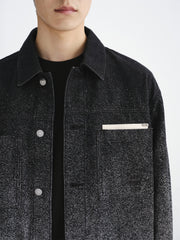Men's Splatter Fade Jacquard Denim Jacket