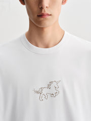 Men's Stretch T-Shirt with Unicorn Embroidery