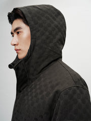Men's Allover Jacquard Hooded Down Jacket