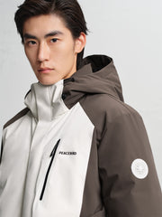 Men's Water-Repellent Colorblock Hooded Down Jacket