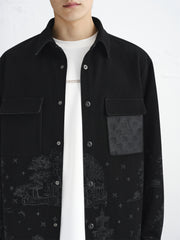 Men's Printed Denim Shirt