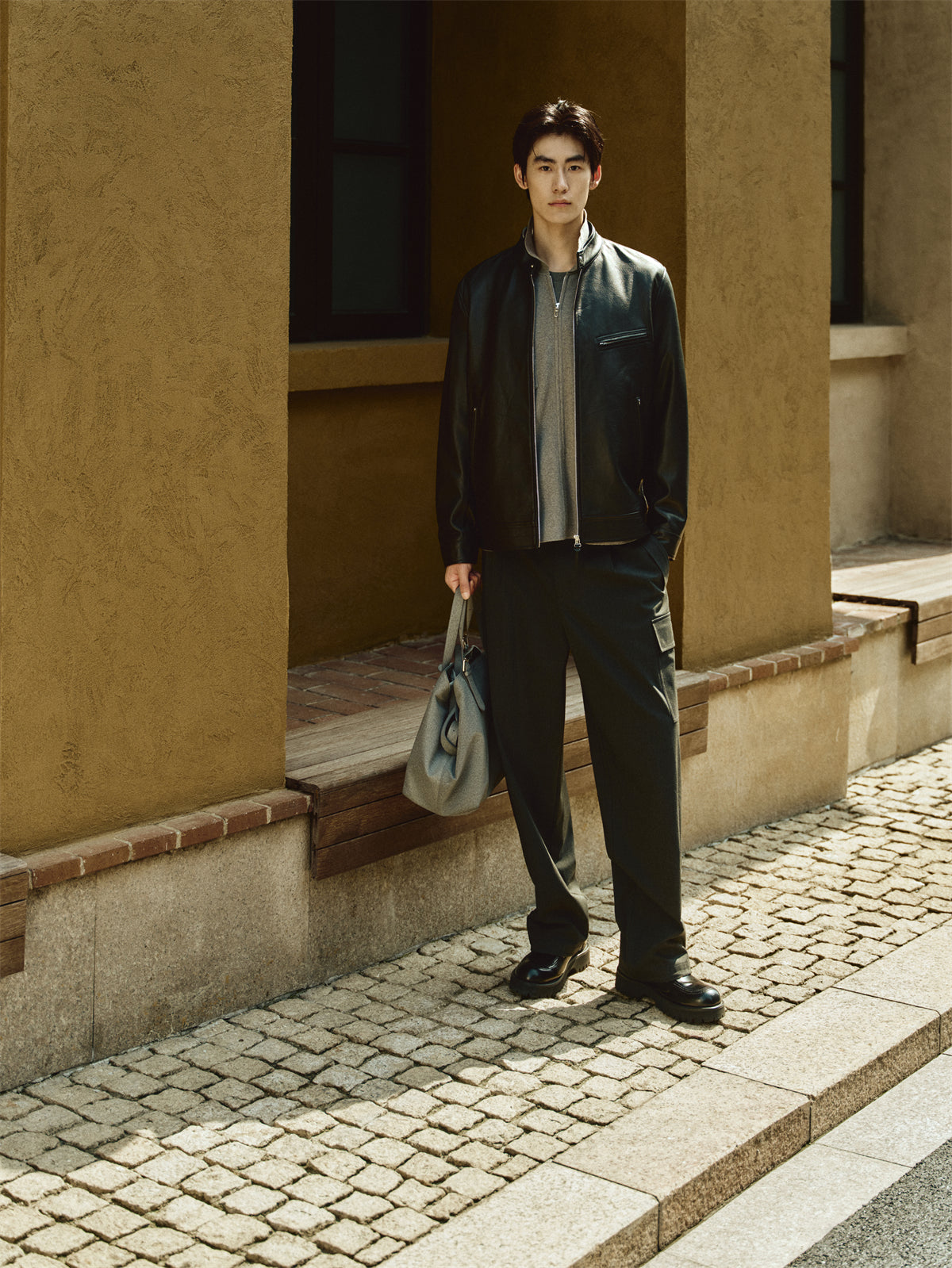 Men's Stand-Collar Moto Leather Jacket