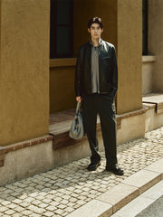 Men's Stand-Collar Moto Leather Jacket