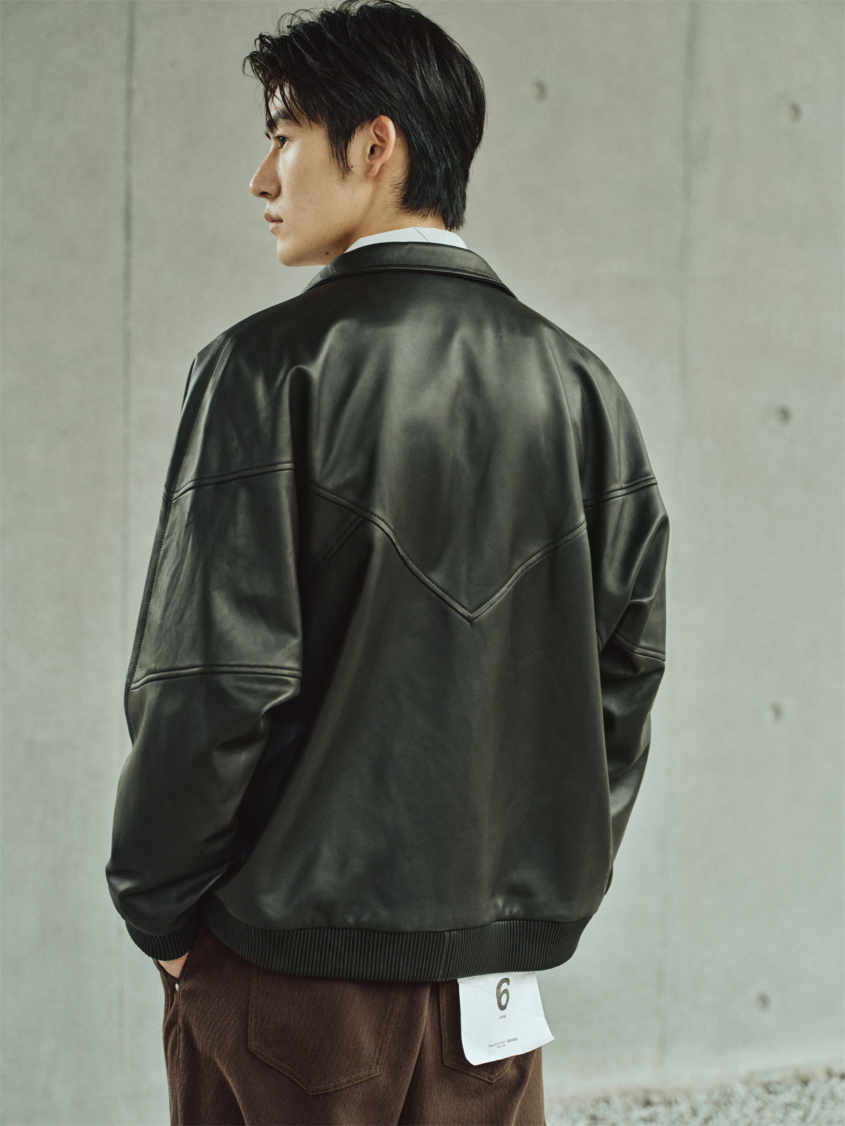 Men's Brown Stand-Collar Leather Jacket