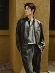 Men's Stand-Collar Moto Leather Jacket