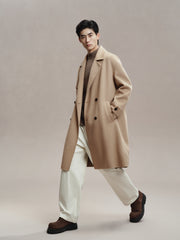 Men's Double-Breasted Trench Wool Coat